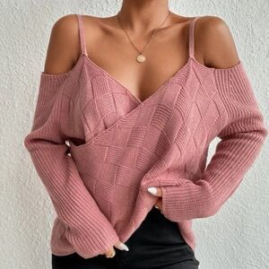 New Luxe wrap cold shoulder sweater